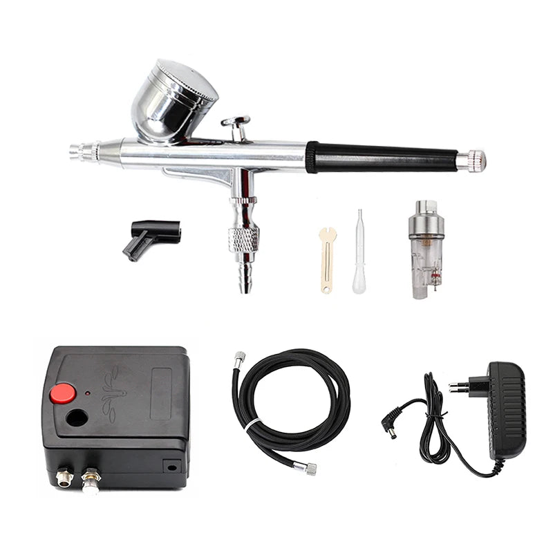Dual-Action Airbrush & Compressor Kit – Spray Gun Set for Custom Automotive Paint & Model Work