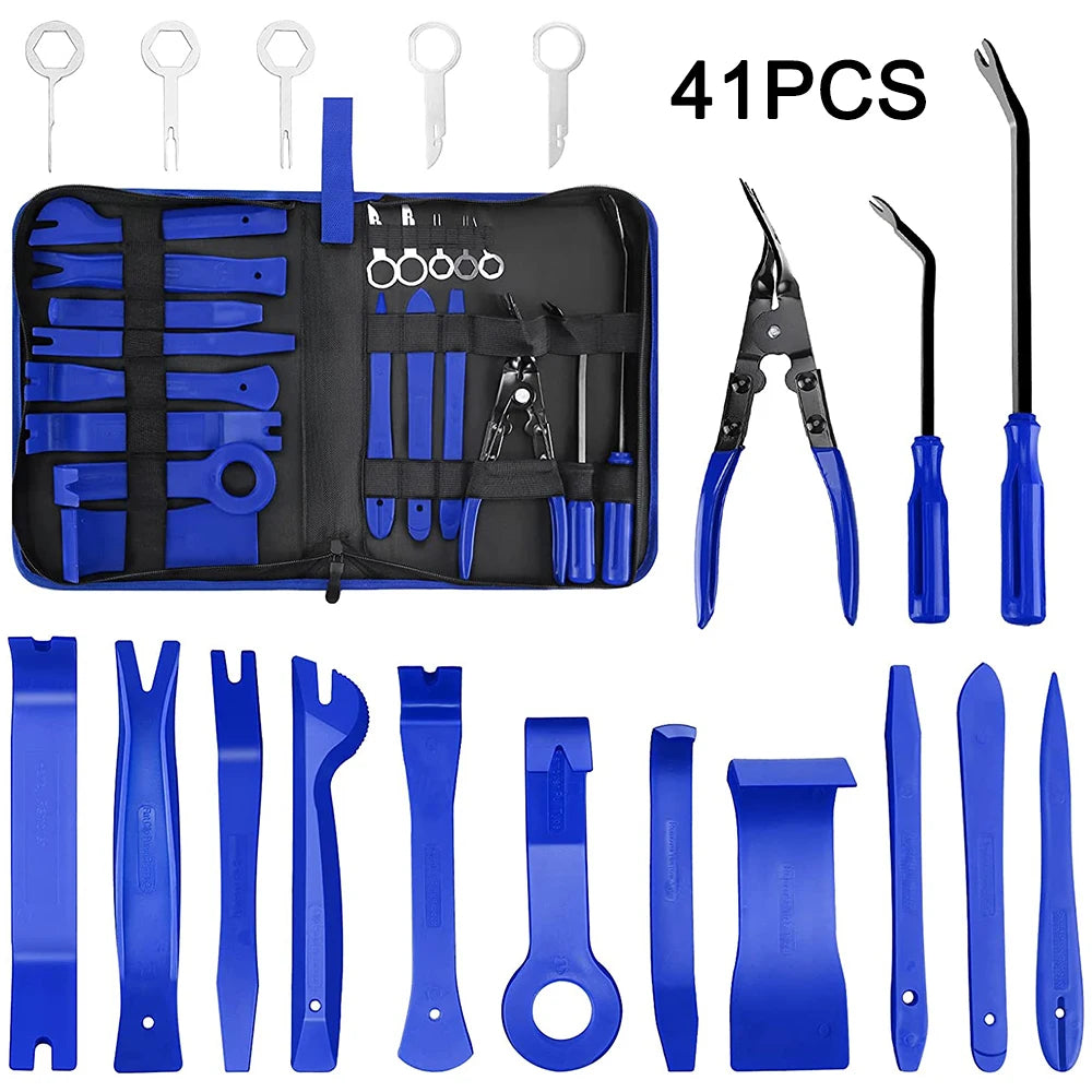 Pry Tool Kit (Blue) - Car Interior Removal Kit, Easy To Pry Fasteners ,Door Clips And More