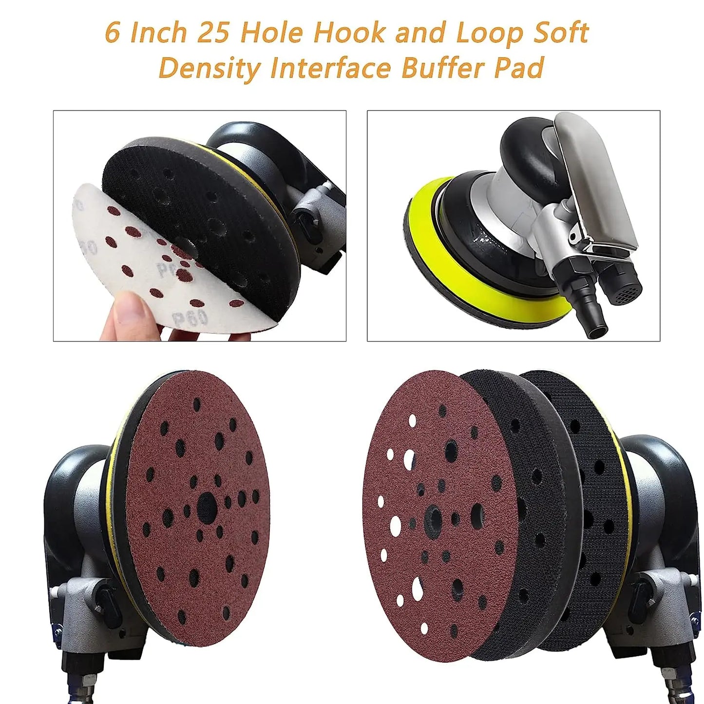 Softpads Hook & Loop 150mm/6Inch 25Hole 5Pcs