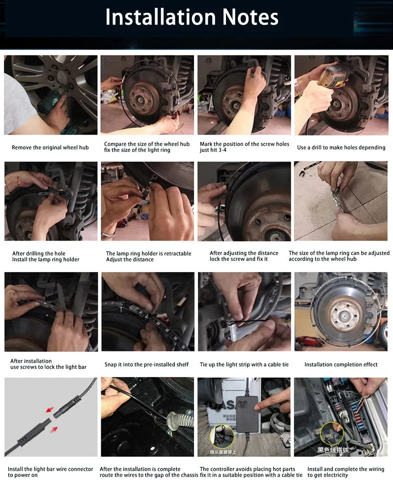 Car Hub Wheel Ring APP/Remote Control RGB Kit Waterproof LED Light