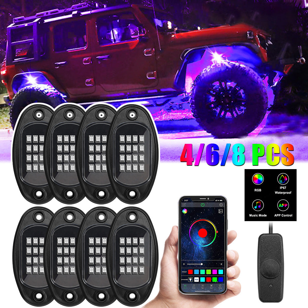 Car Chassis Light  RGB LED APP Control Music Sync 4/6/8pc