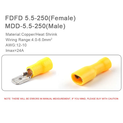 FDD/MDD 6.3mm Spade Terminal Connectors (50pcs)