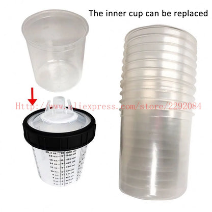 Paint Spray Gun Cup Kit with Lids – 160-800ml Disposable Mixing Cups, 10-Pack