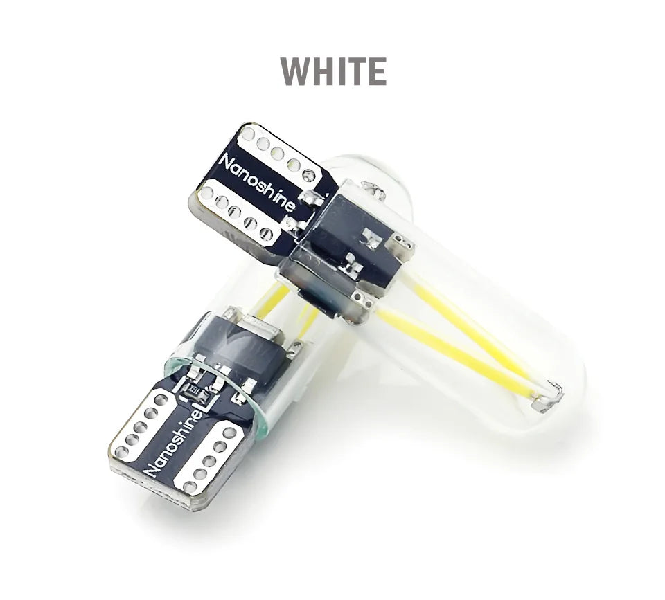 W5W T10 LED COB Filament Bulb – Car Interior Reading, Dome & License Plate Light (12V)