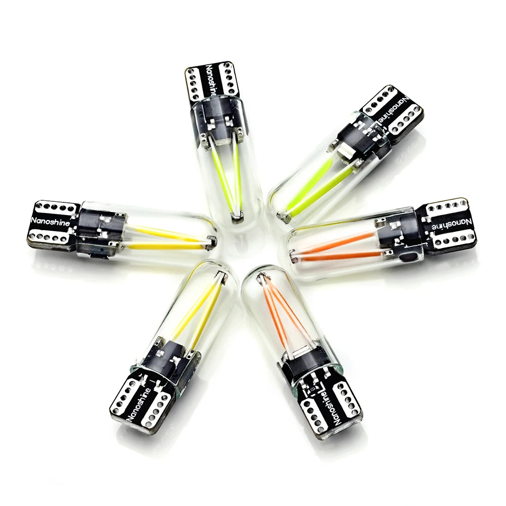 W5W T10 LED COB Filament Bulb – Car Interior Reading, Dome & License Plate Light (12V)