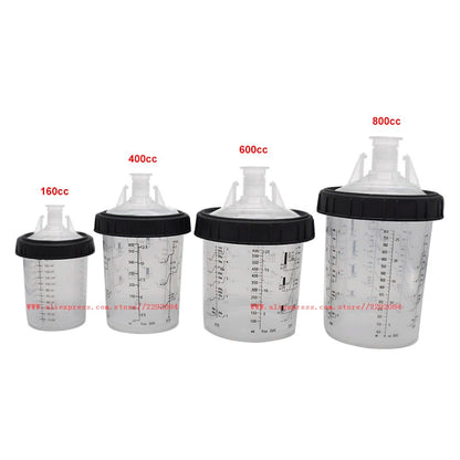 Paint Spray Gun Cup Kit with Lids – 160-800ml Disposable Mixing Cups, 10-Pack