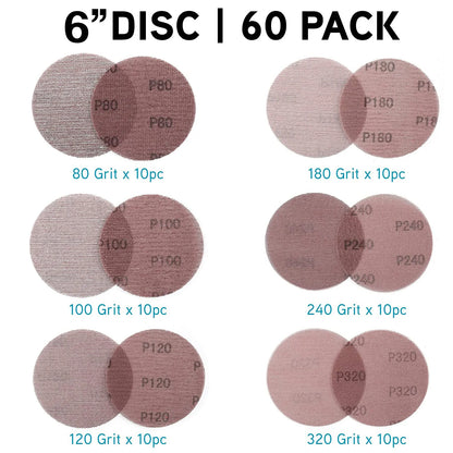 Mesh Disc Sandpaper, Official VIBRATITE 150mm/6 Inch, 80-600Grit 60Pcs