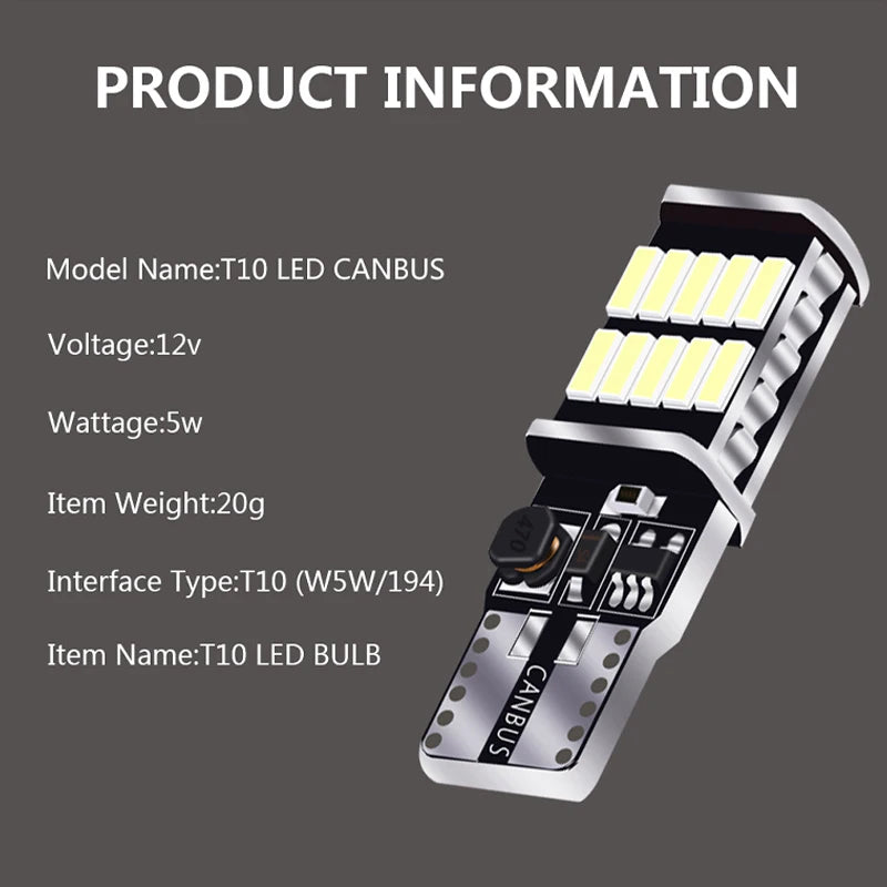 RXZ T10 W5W Canbus LED Bulb – SMD Instrument & Dome Light, No Error (12V, 6000K)