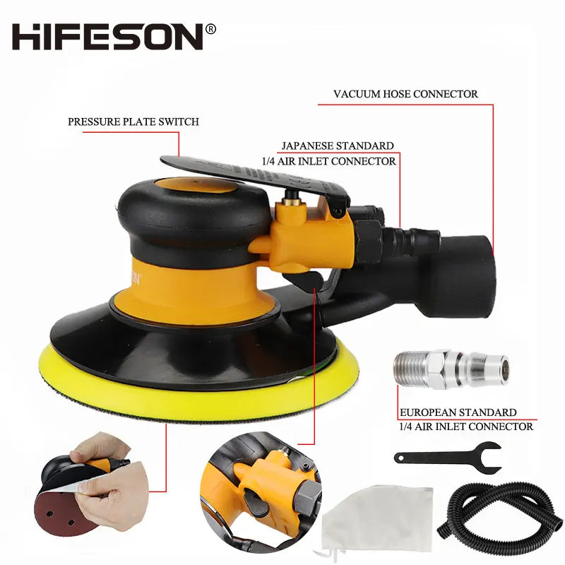 HIFESON Pneumatic Orbital Sander 125/150mm – Accessory Kit