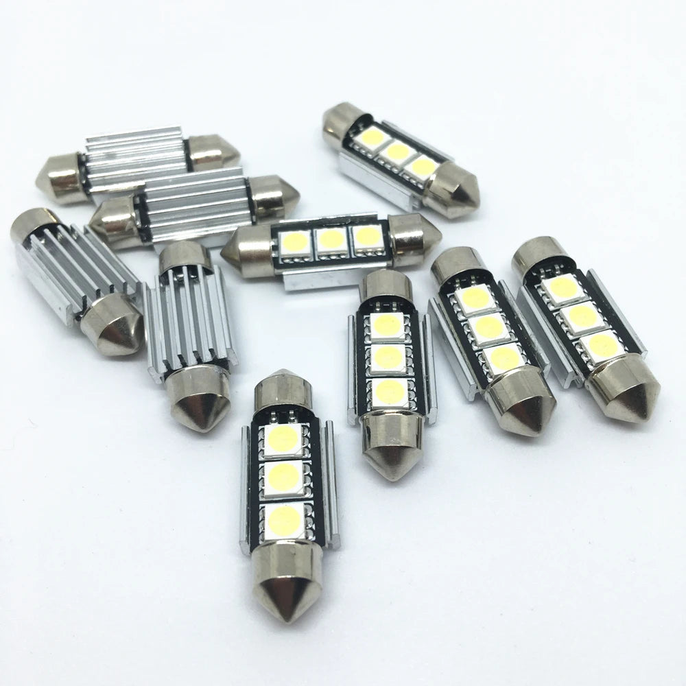 C5W 12V LED Lamp, SMD 5050 Light, 10pcs 36,39 & 41mm. CANBUS Error Free