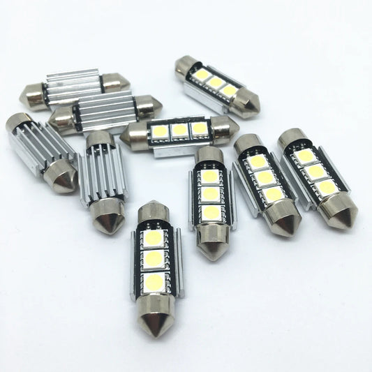 C5W 12V LED Lamp, SMD 5050 Light, 10pcs 36,39 & 41mm. CANBUS Error Free