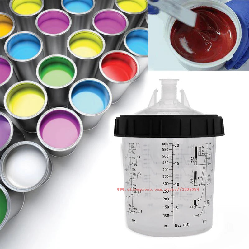 Paint Spray Gun Cup Kit with Lids – 160-800ml Disposable Mixing Cups, 10-Pack