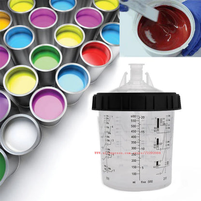 Paint Spray Gun Cup Kit with Lids – 160-800ml Disposable Mixing Cups, 10-Pack