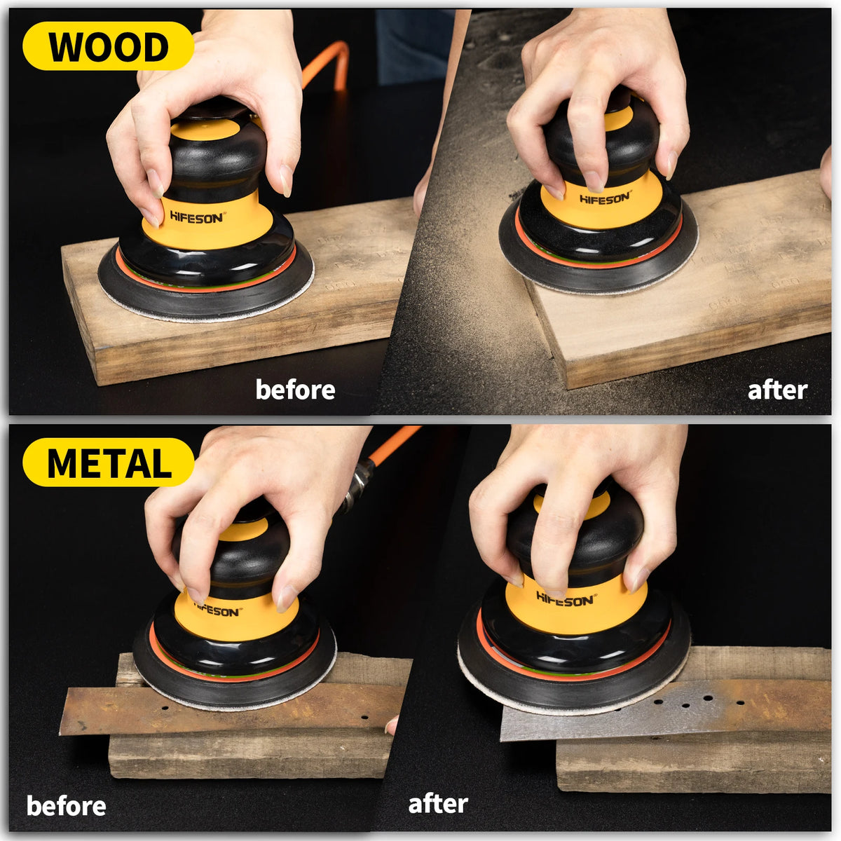 HIFESON Pneumatic Orbital Sander 125/150mm – Accessory Kit