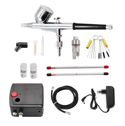 Dual-Action Airbrush & Compressor Kit – Spray Gun Set for Custom Automotive Paint & Model Work