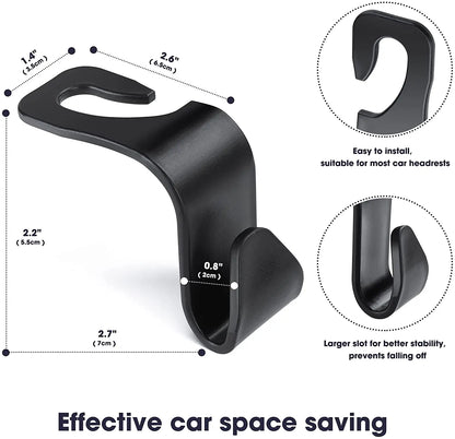 Car Seat Back Hook Set – Universal Headrest Organizer Hanger for Bags & Groceries