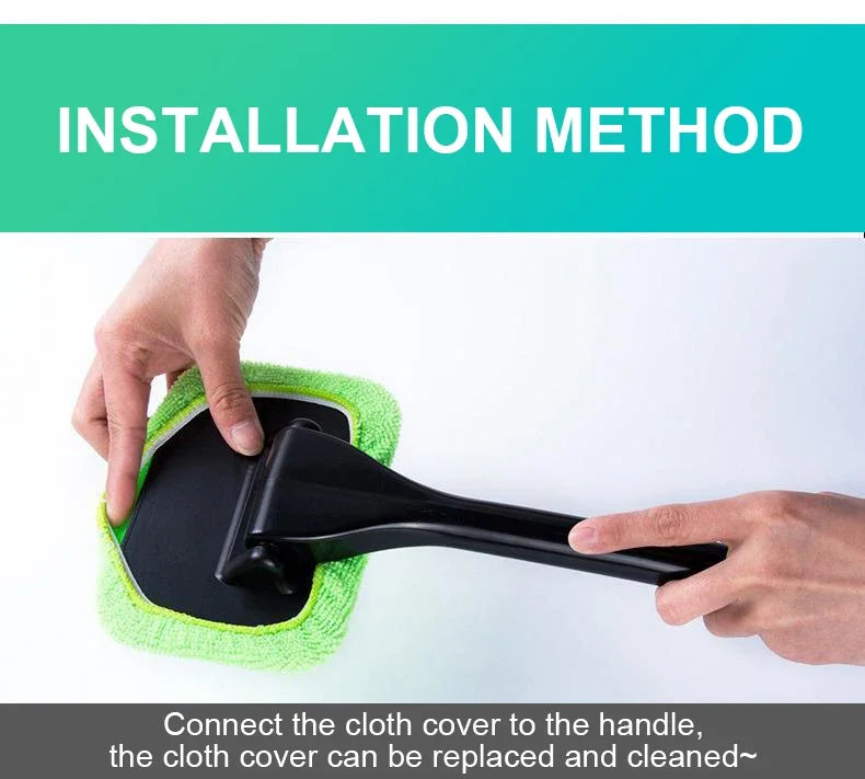 Long-Handle Windshield Cleaning Brush Kit – Microfiber Interior Glass Wash Tool