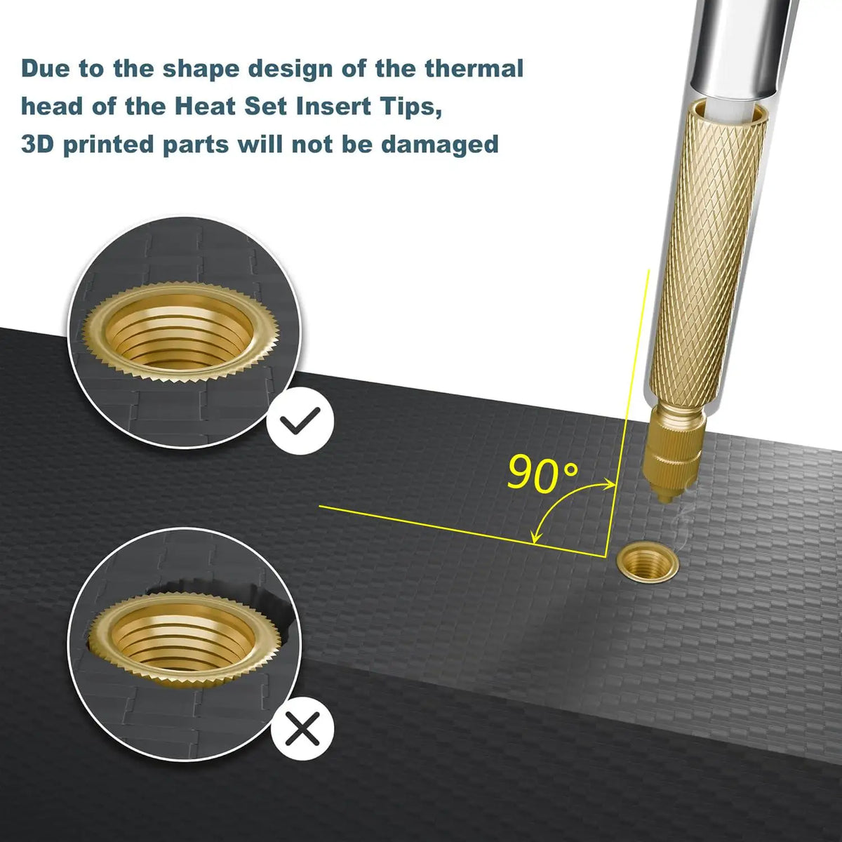Heat Set Insert Soldering Iron Kit – M2-M6 Brass Threaded Inserts for 3D Printing & Plastic Repair