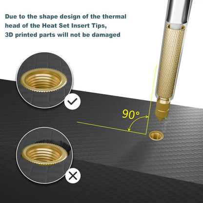 Heat Set Insert Soldering Iron Kit – M2-M6 Brass Threaded Inserts for 3D Printing & Plastic Repair