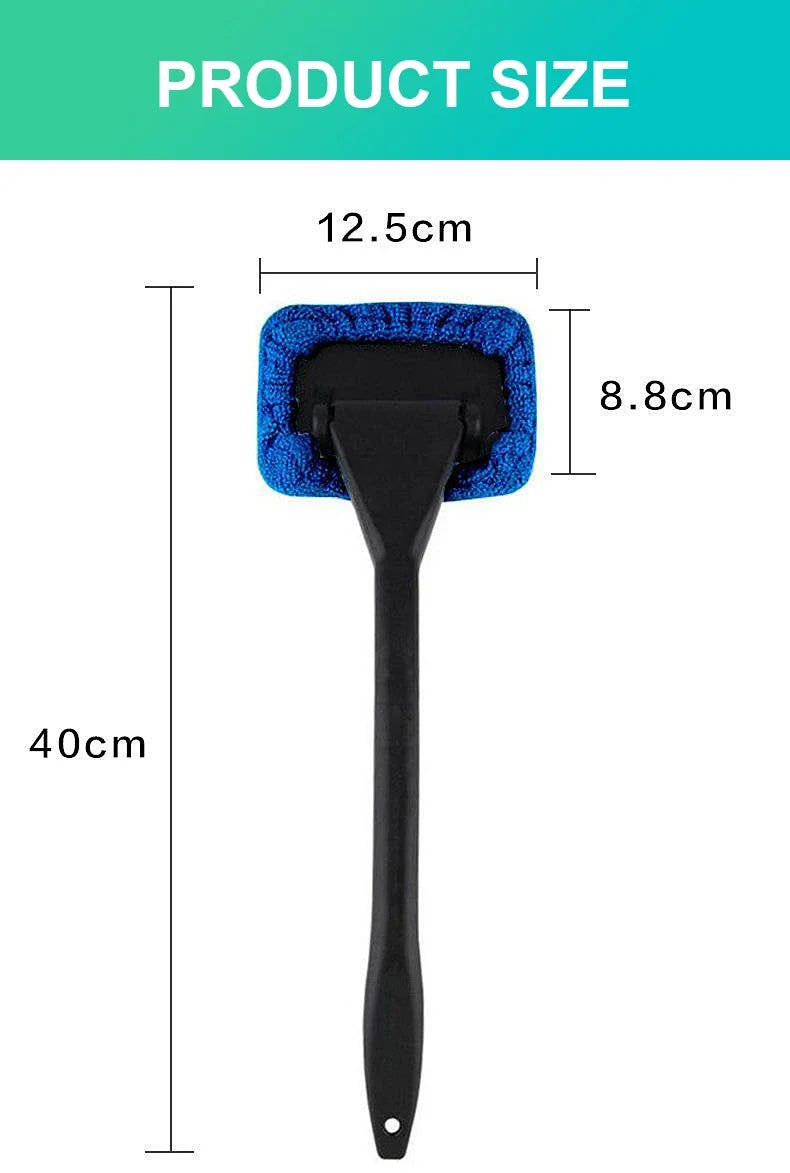 Long-Handle Windshield Cleaning Brush Kit – Microfiber Interior Glass Wash Tool