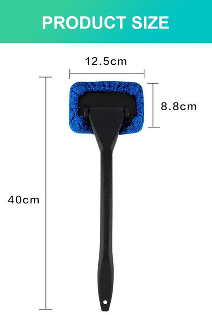 Long-Handle Windshield Cleaning Brush Kit – Microfiber Interior Glass Wash Tool