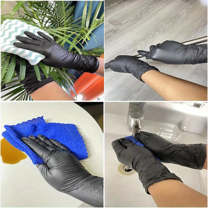 Black Nitrile Gloves 100/50/20PCS, Thickened Disposable Gloves