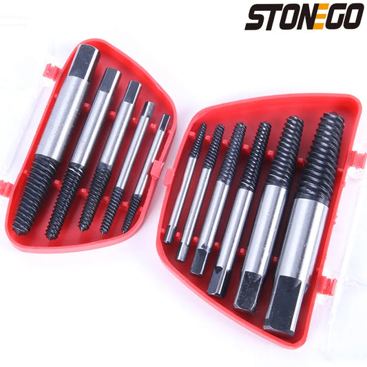 STONEGO Broken Screw Extractor Set – Carbon Steel Double-Sided Drill Bits