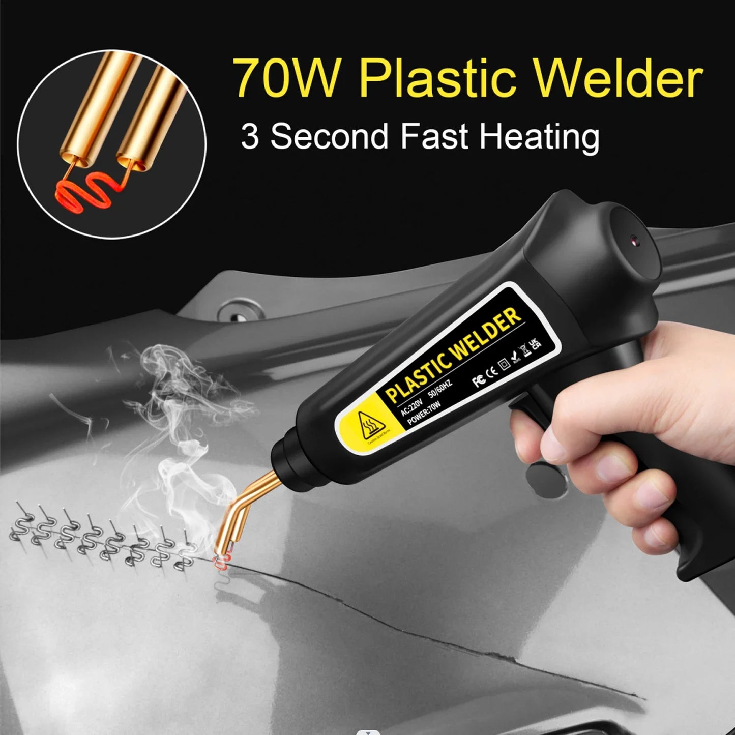 Hot Stapler Gun Bumper Repair Kit 110V 220V 70W – Garage Tools for Plastic Welding