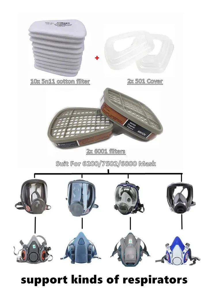 6001/6002/6004 Filter Cartridge 5N11 Dustproof Cotton, Fit For 3M 6200/7502/6800 Gas Mask Chemical Painting Spray Respirator