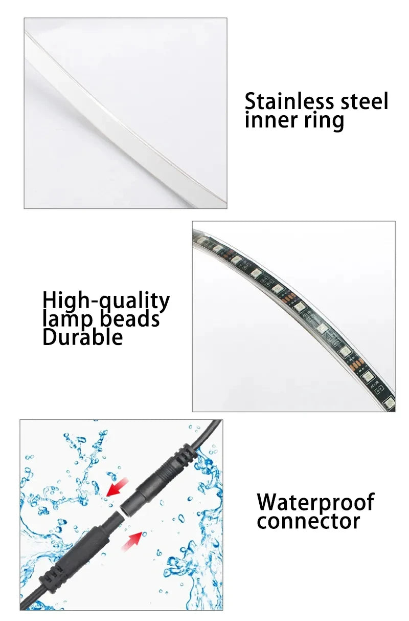 Car Hub Wheel Ring APP/Remote Control RGB Kit Waterproof LED Light