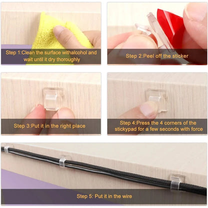 Self-Adhesive Cable Clips – Wire Organizer Clamps for Car & Garage