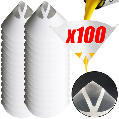 Disposable Paint Straining Funnel Filters – Conical Nylon Mesh for Spray Guns