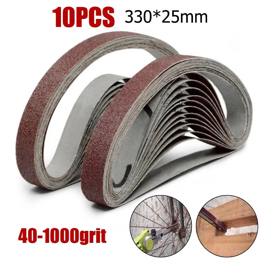 Grinding/Sanding Belts 10Pcs 25x330mm 40-1000Grit