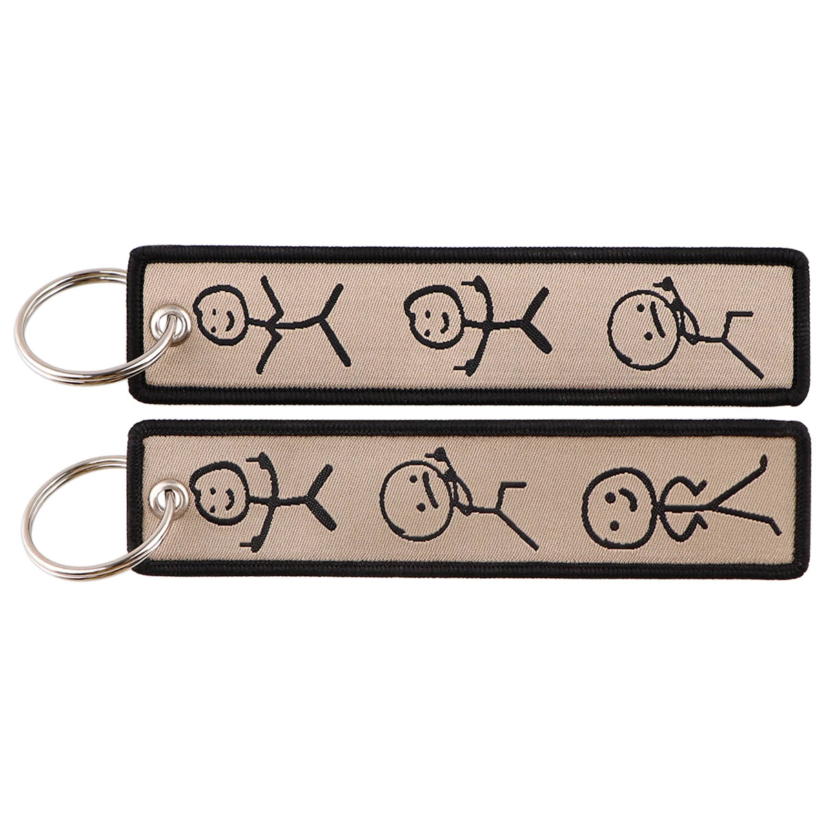 Embroidered Keychain - Cartoon Characters Scooby-Doo gang, retro robots, Humorous stick figures, and action-packed dinosaurs and warriors.