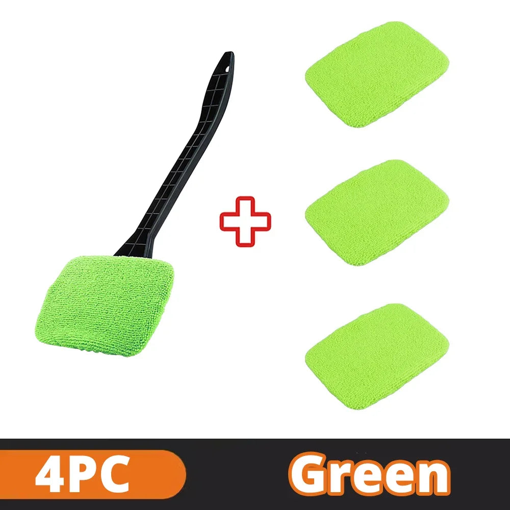 Long-Handle Windshield Cleaning Brush Kit – Microfiber Interior Glass Wash Tool