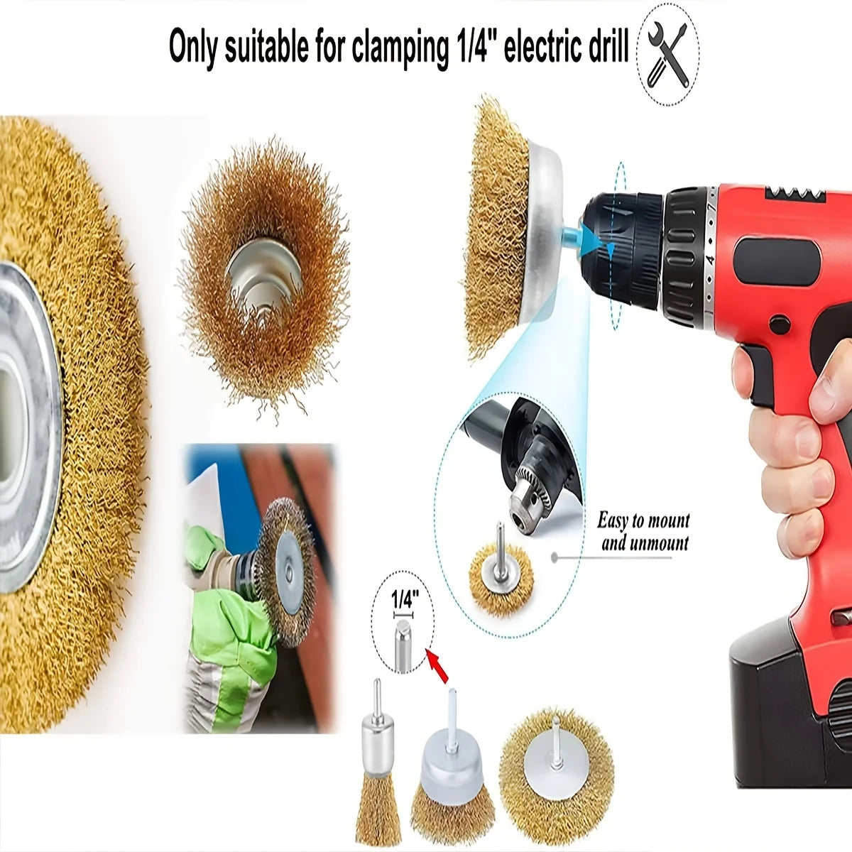 Wire Wheel Brush, Cup Brush for Drill Set 3-10 Pack, 1/4 Inch
