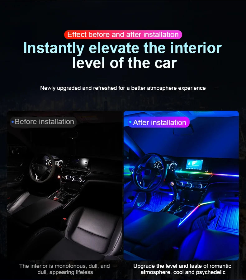 Car Ambient Interior lighting 6/10/14/18pc Led Car Ambient Lights RGB 213 64 Color
