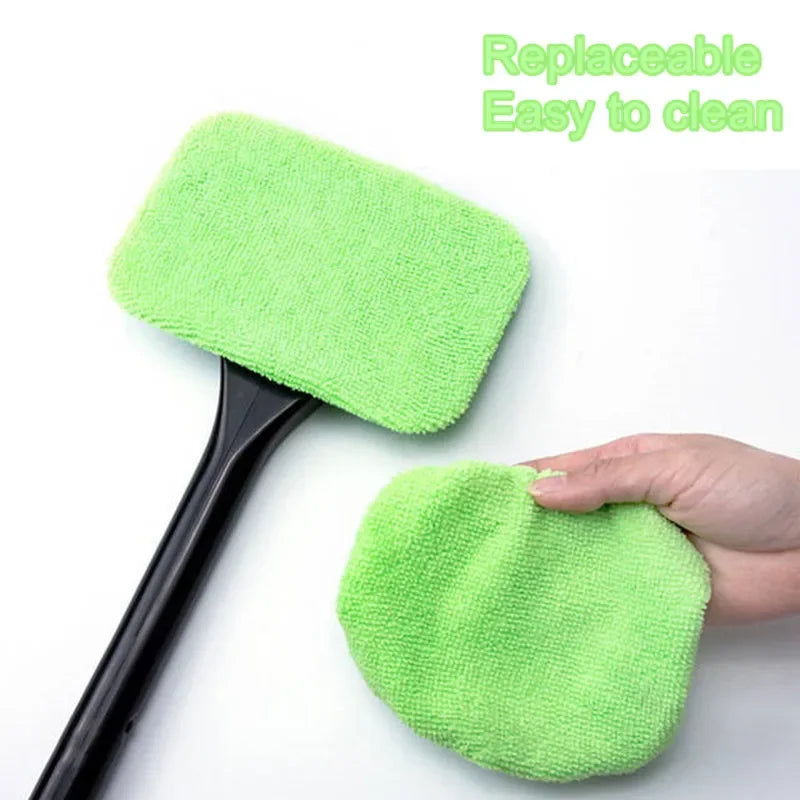 Long-Handle Windshield Cleaning Brush Kit – Microfiber Interior Glass Wash Tool