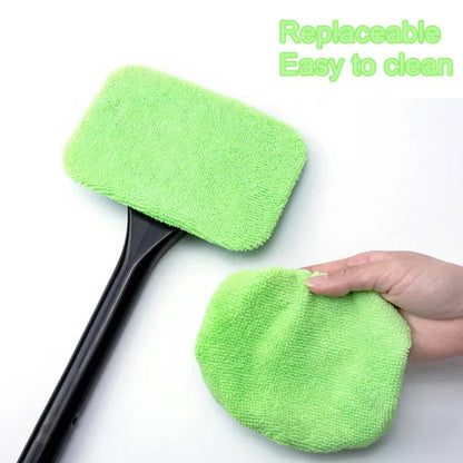 Long-Handle Windshield Cleaning Brush Kit – Microfiber Interior Glass Wash Tool