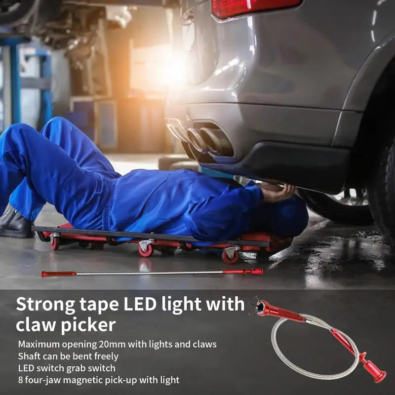 4-Claw Extendable Magnet Pickup Tool, Sewer Unclogger, Telescopic With Led Lights
