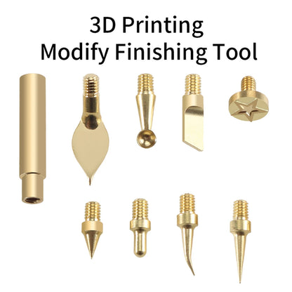 9-Piece Heat Insert & Finishing Tip Set – Brass Soldering Iron Tips for 3D Printing