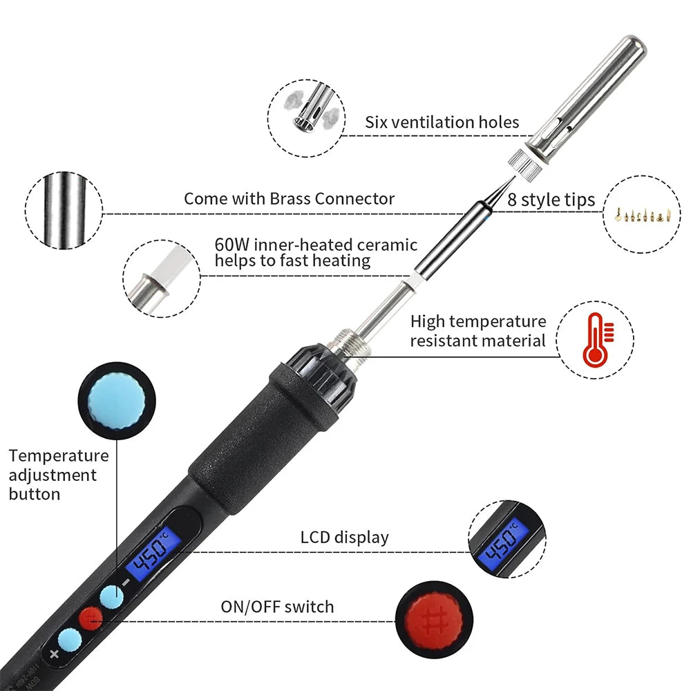 9-in-1 Soldering & Pyrography Pen Kit – Heat Set Inserts, Wood Burning & Engraving Tips