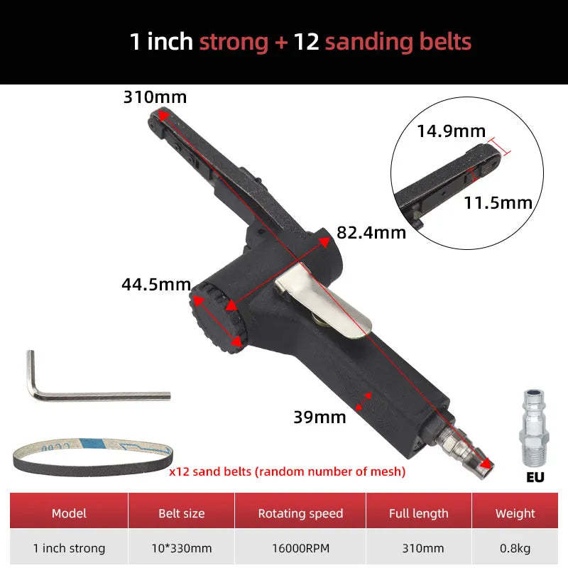 HIFESON Pneumatic Belt Sander – 10mm/20mm Air Roller Polisher for Metal & Bodywork