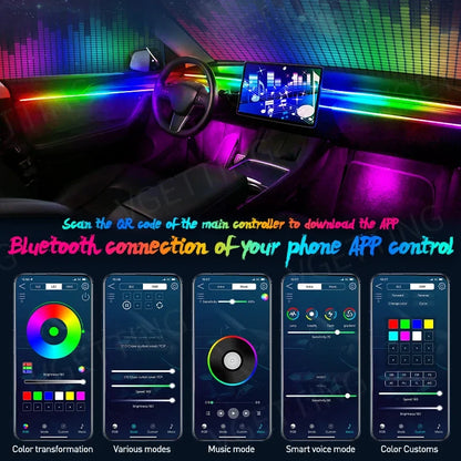 Car Ambient Interior lighting - App Control 22 In1 Full Color RGB Led Strip