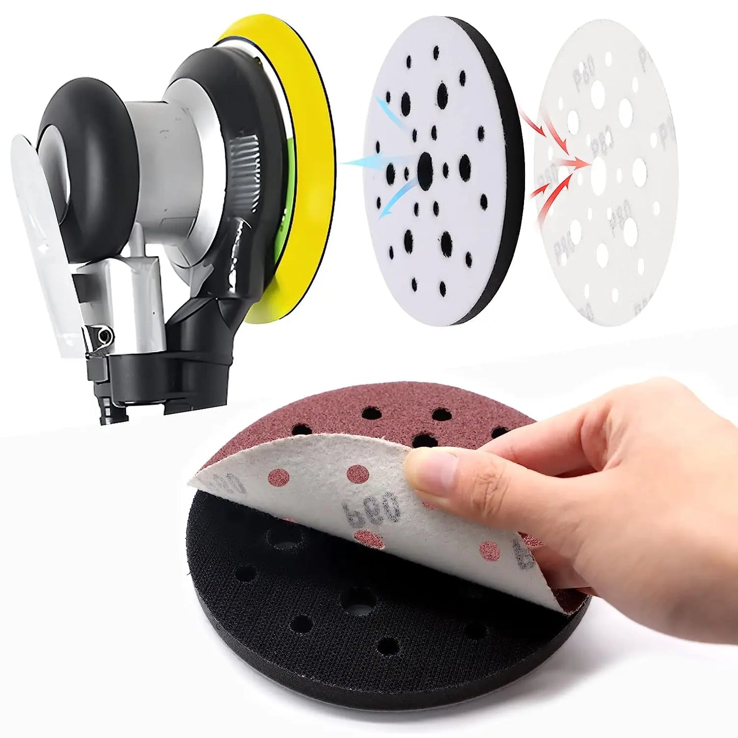 Softpads Hook & Loop 150mm/6Inch 25Hole 5Pcs