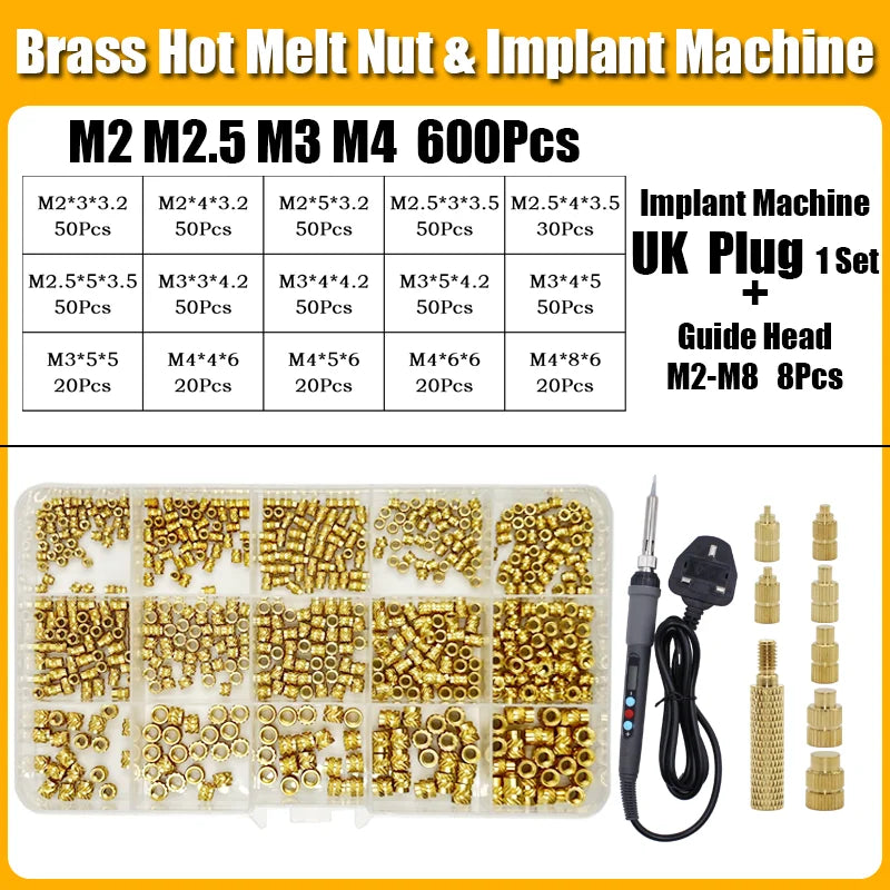 Screw Thread Hot Insert M2/2.5/3/4/5/6/8 Brass Knurled Nut Implant Machine