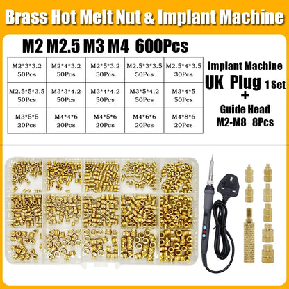 Screw Thread Hot Insert M2/2.5/3/4/5/6/8 Brass Knurled Nut Implant Machine