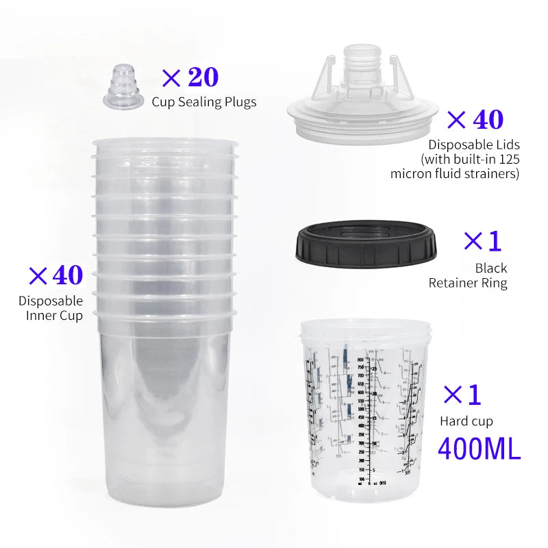 Disposable Paint Mixing Cup System – 160-800ml Graduated Spray Gun Cups