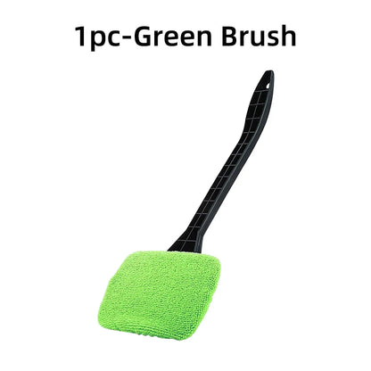 Long-Handle Windshield Cleaning Brush Kit – Microfiber Interior Glass Wash Tool