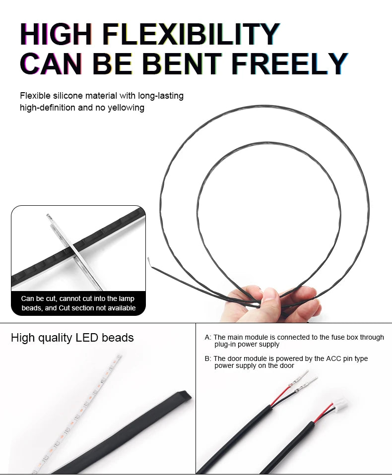 Car Ambient Interior lighting 6/10/14/18pc Led Car Ambient Lights RGB 213 64 Color